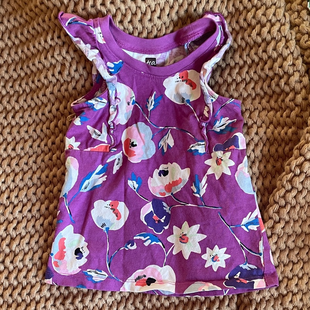 Tea Collection Purple Floral Kids Dress